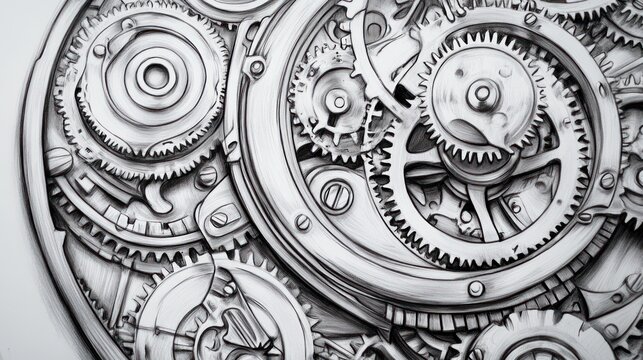 Detailed close-up of intricate clockwork mechanism