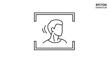 Fototapeta premium Minimalist icon of a person's head framed, actively listening to surrounding sounds or voice input