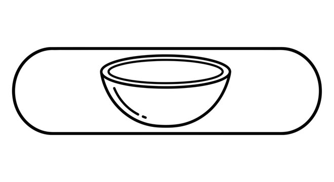 Minimalist line art icon of an empty kitchen bowl for food preparation or serving design elements