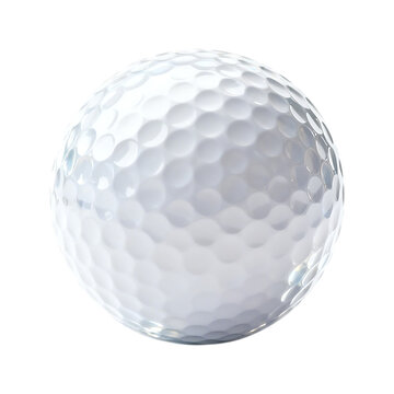 A white golf ball with dimples isolated on transparent background