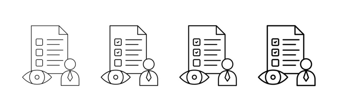 Exam Supervision Icons Vector Set In Different Stroke Line Style