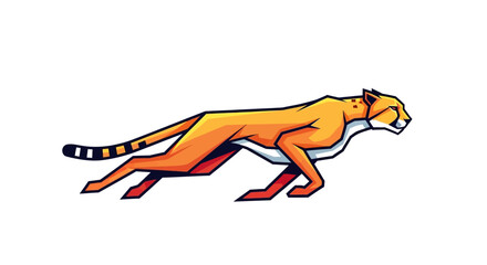 Geometric running cheetah mascot logo isolated on white background © Sayang