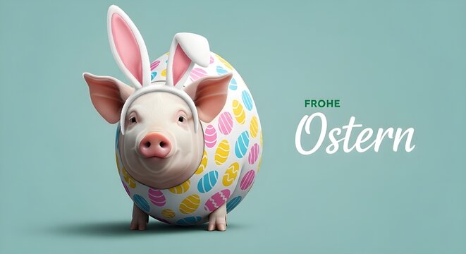 Frohe ostern konzept mit lustigem osterhasen im osterei auf gr nem hintergrund ferien feiertag gru karte mit deutschem text