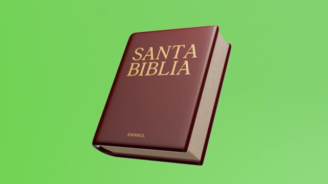 animated spanish holy bible book, santa biblia on green screen background, christianity, catholicism, the words of jesus christ and god