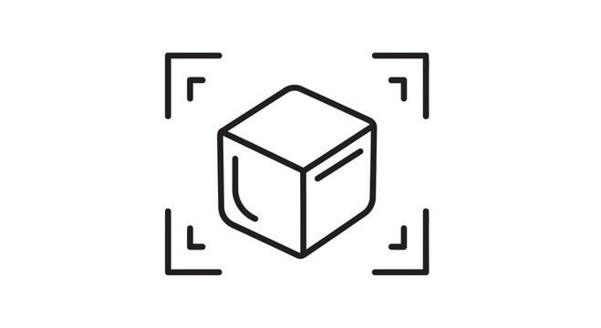 Digital Cube Scanning Technology Icon Representing Augmented Reality and Object Recognition Concepts