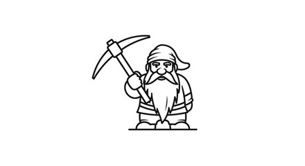 Fototapeta premium Stylized dwarf character holding mining tool for fantasy exploration and resource gathering