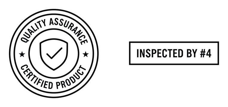 Quality assurance certified product inspected by number 4 stamp vector illustration on transparent background