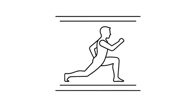 Dynamic Lunge Exercise Outline Illustration for Fitness and Active Lifestyle Graphics