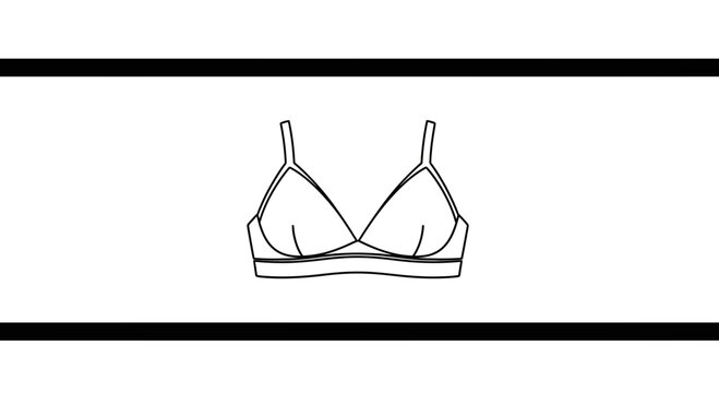 Minimalist line art illustration of a women's comfortable bralette design for fashion and lingerie