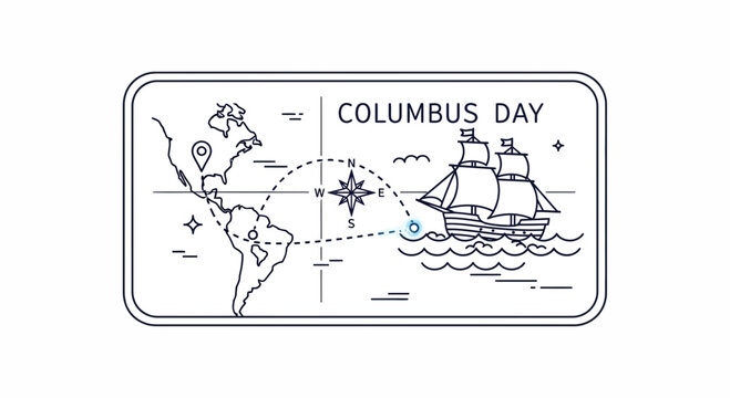Illustrating historic transatlantic voyages and exploration with a minimalist map and caravel design