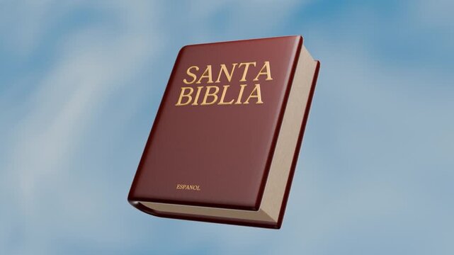 animated spanish holy bible book, santa biblia on transparent background, christianity, catholicism, the words of jesus christ and god
