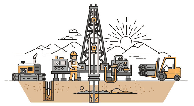 Oil drilling rig construction site operations.