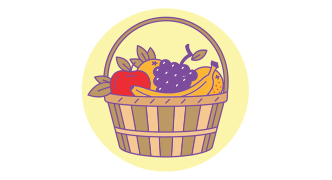 Colorful illustration of fruit basket 1.