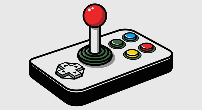 Retro arcade joystick game controller panel.