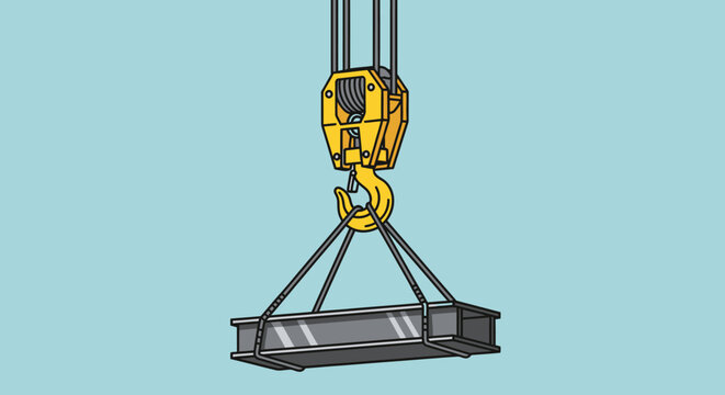 Industrial crane hook and metal plate.