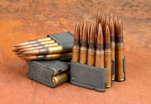 M1  clips and ammunition. 30-06 cartridges. World War II vintage.