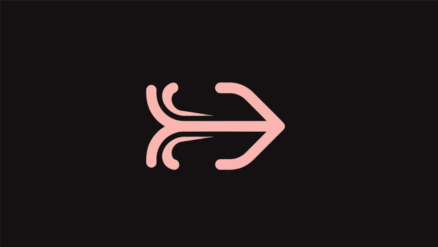 Abstract pink arrow on dark background