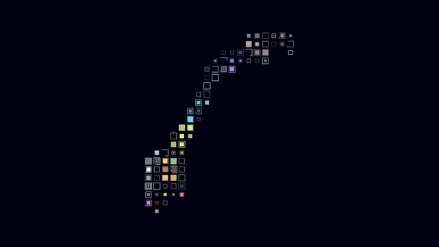 Norway animated country shape. Pulsating colored dots on the map of the country. Large size square blocks. Digital style Norway map on dark background. Stylish animation video.