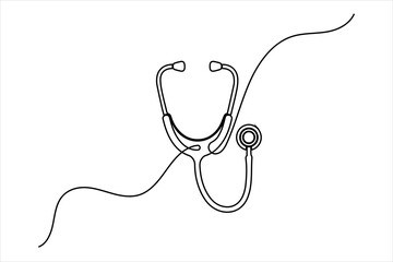 Obraz premium Medical healthcare continuous one line drawing on white background