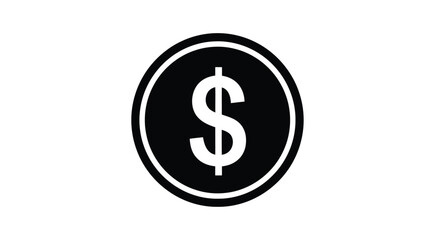Fototapeta premium Flat isolated 2d icon of black and white dollar coin icon