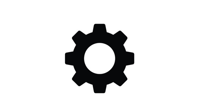 Flat isolated 2d icon of black gear icon on a for industrial or mechanical concepts