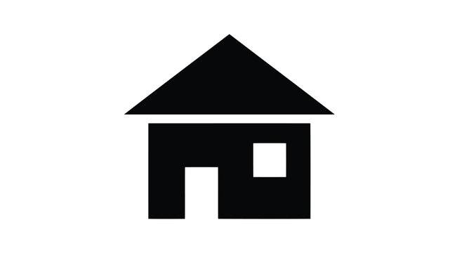 Flat isolated 2d icon of simple black house icon