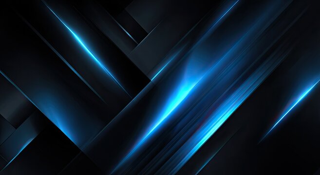 Abstract dark background with vibrant electric blue light streaks