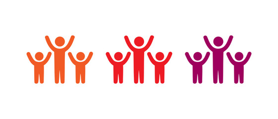 Fototapeta premium Groups of stylized figures raising their arms in celebration