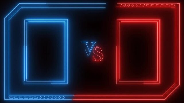 versus scoreboard with red and blue neon light effect for sports and fighting competitions green screen background