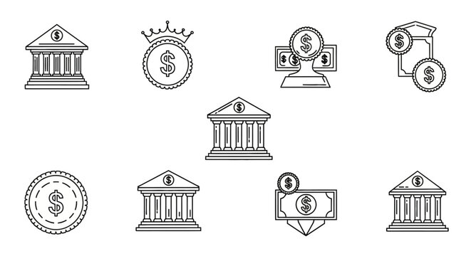 Banking icons with money symbols.
