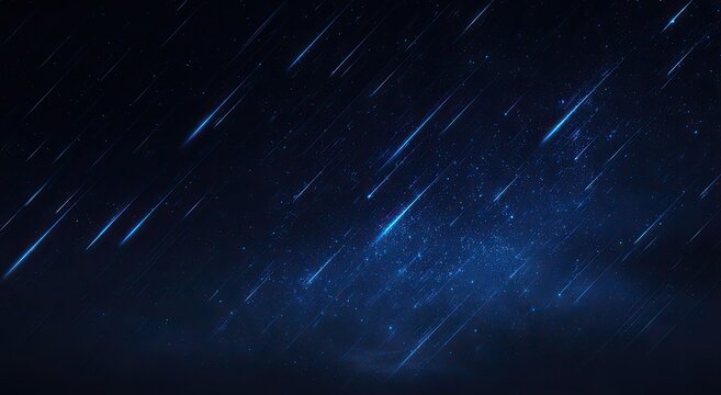 Streaks of electric blue light traverse a dark, star-dusted cosmic expanse