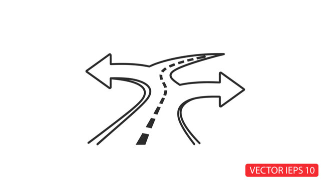 Road junction with arrow signs.