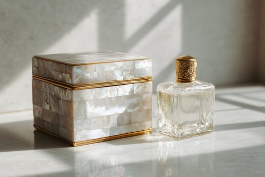 Contemporary interior decor with traditional Korean lacquerware and glass

