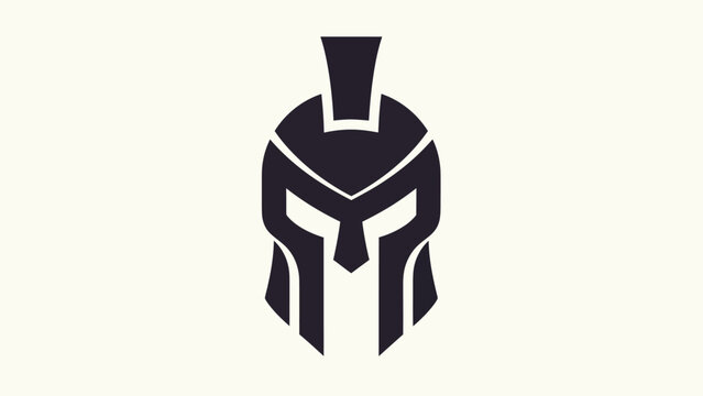 Abstract spartan helmet icon on white