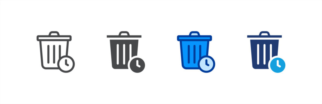 Waste Time Reduction icon multiple style collection. Vector illustration.