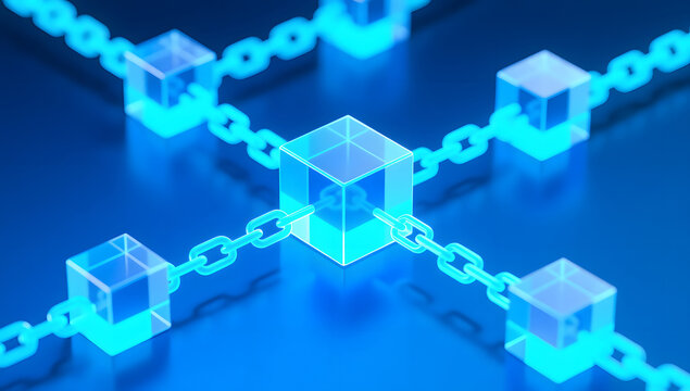 Blockchain tech background showing digital link