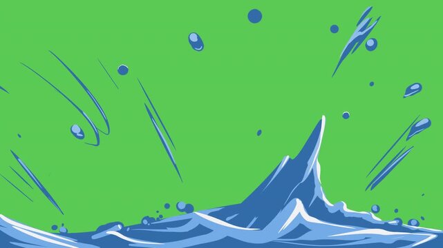 Cartoon Ocean Wave Splash Breaking Screen Wipe Transition on Green Screen 2D Animation