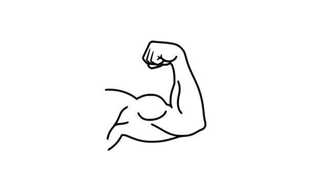 hand drawn vector illustration of a man Flexing Biceps Line Icon Muscle Arm Strength Vector Symbol