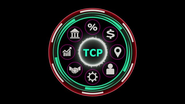 Hud interface with icons around tcp text