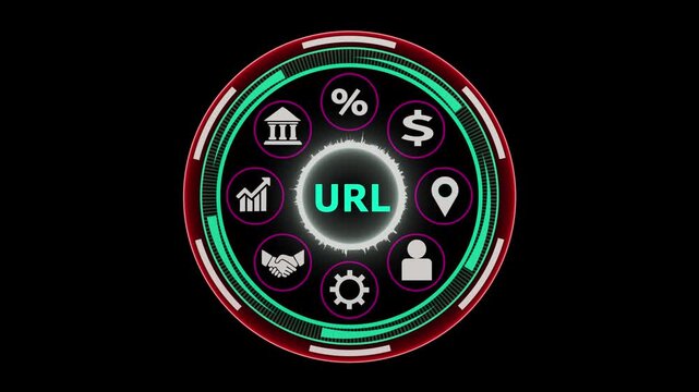 Url concept icon in futuristic hud ring
