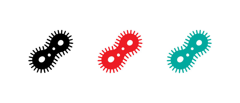 Bacterial cells connected in pairs with different colors