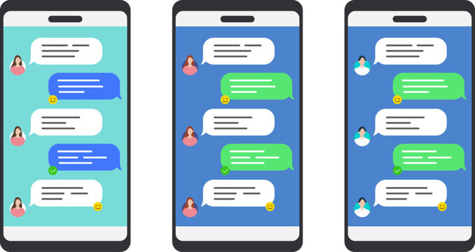 チャットの会話とスマートフォンのスクリーン画面