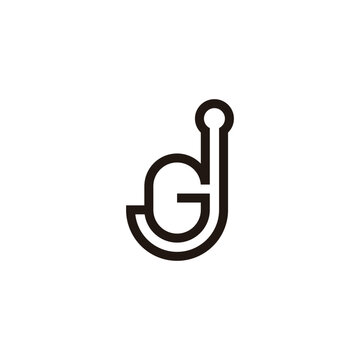 letter gj simple monoline geometric logo vector