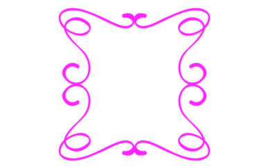 Obraz premium Elegant pink swirl frame, decorative flourish border on white background, ornate filigree scrollwork frame for wedding invitations and cards