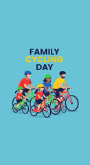 Fototapeta premium Joyful Family Cycling Day: A Vibrant Illustration of Outdoor Activity and Togetherness