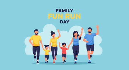 Fototapeta premium Joyful Family Fun Run Day Celebration Vibrant Active Lifestyle