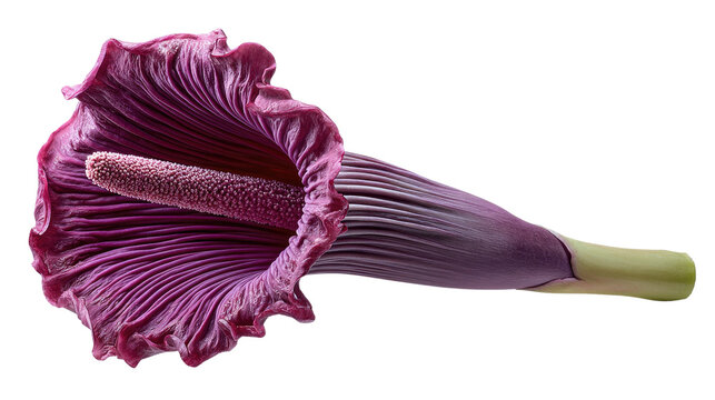 Rare Titan Arum Flower in Bloom: A close-up view unveils the majestic Titan Arum, a rare and giant flower, showcasing its unique form and intricate details.