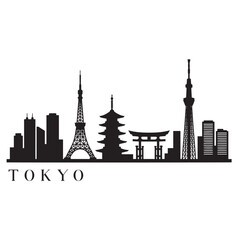 Obraz premium Tokyo Skyline Icon – Minimal Black Silhouette Vector