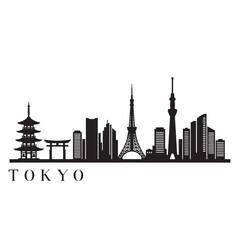 Obraz premium Tokyo Skyline Icon – Minimal Black Silhouette Vector