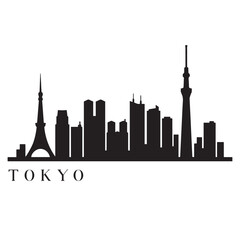 Fototapeta premium Tokyo Skyline Icon – Minimal Black Silhouette Vector